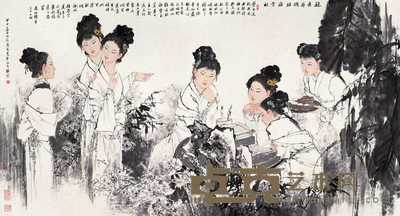 王茂飞 2004年作 秋爽斋偶结海棠社 镜心 96×180cm